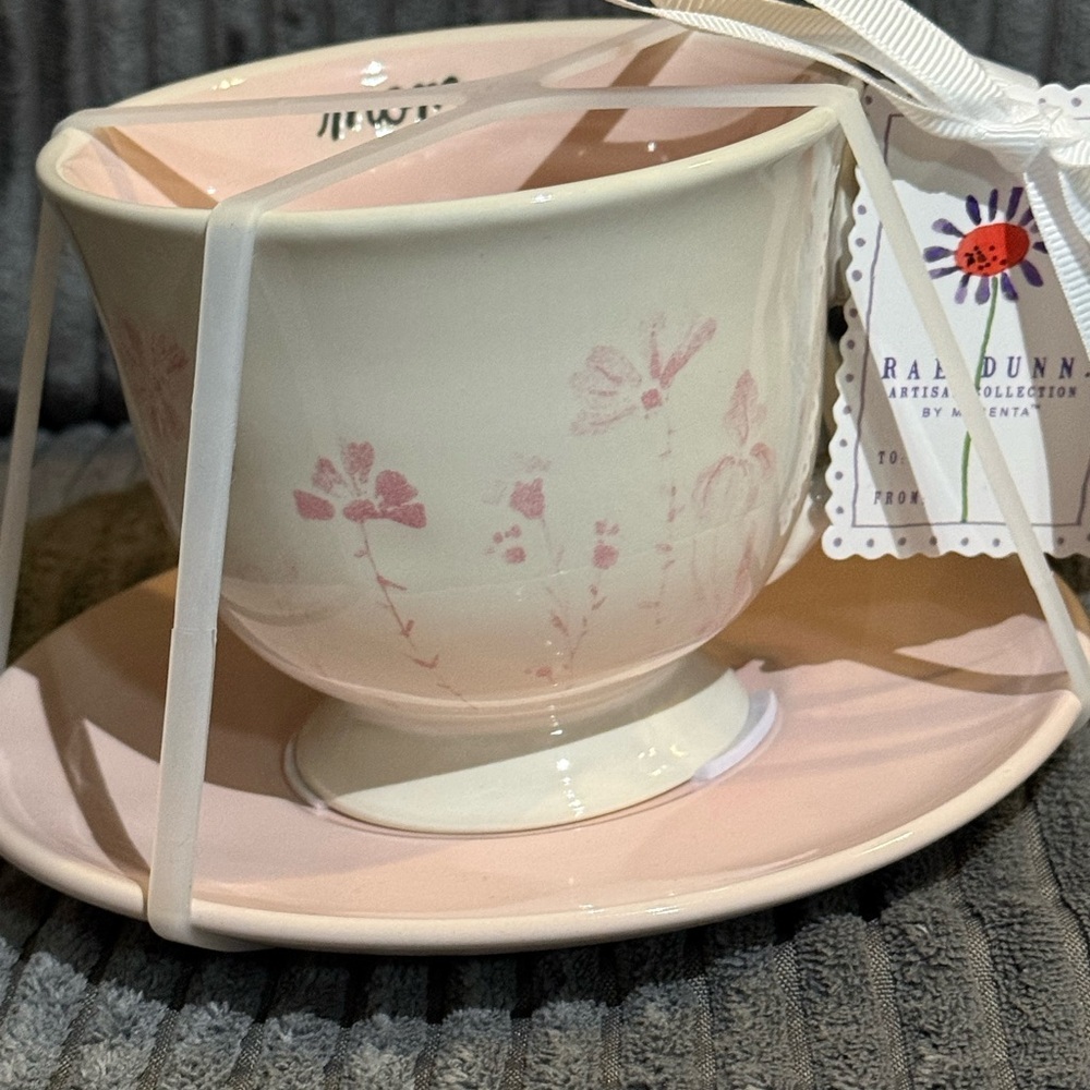Rae Dunn Pink Blossom Teacup and Saucer